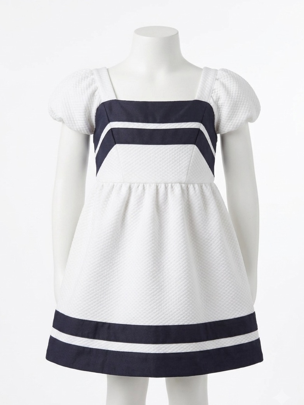 Janie and Jack White Navy Nautical Dress Quilted Luxury Preppy Easter Party 5T